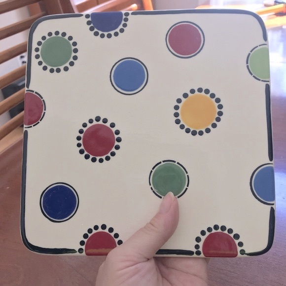 M. Bagwell Happy Together Polka Dot Ceramic Trivet Cheese Board - Picture 2 of 6